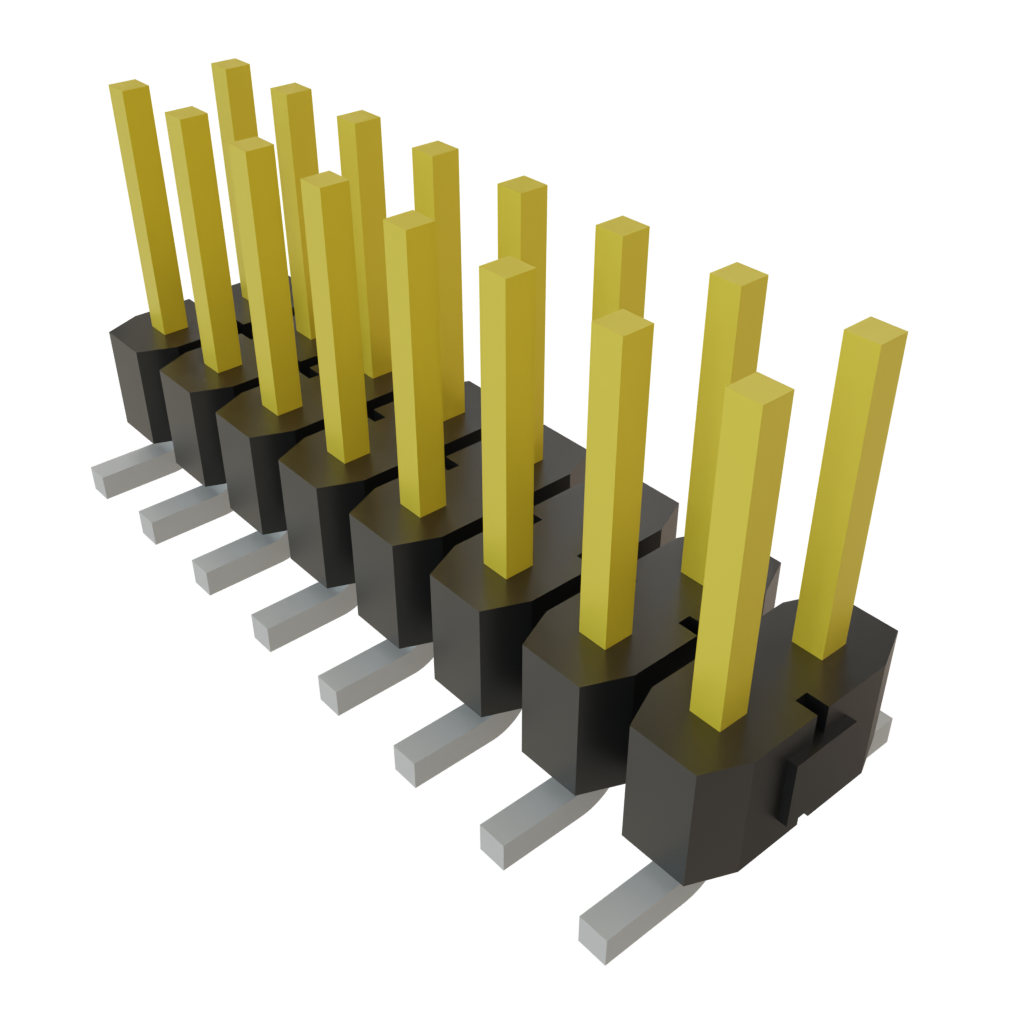 100in/2.54mm SMT Strip Header, 4 Pin, 2 Row, Vertical, 10µin Gold